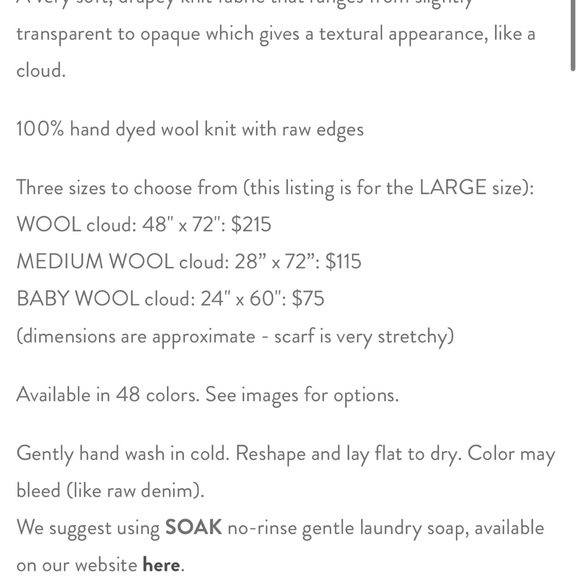 Small Cloud Shop Wool Cloud Scarf size Large in bone - Picture 6 of 6